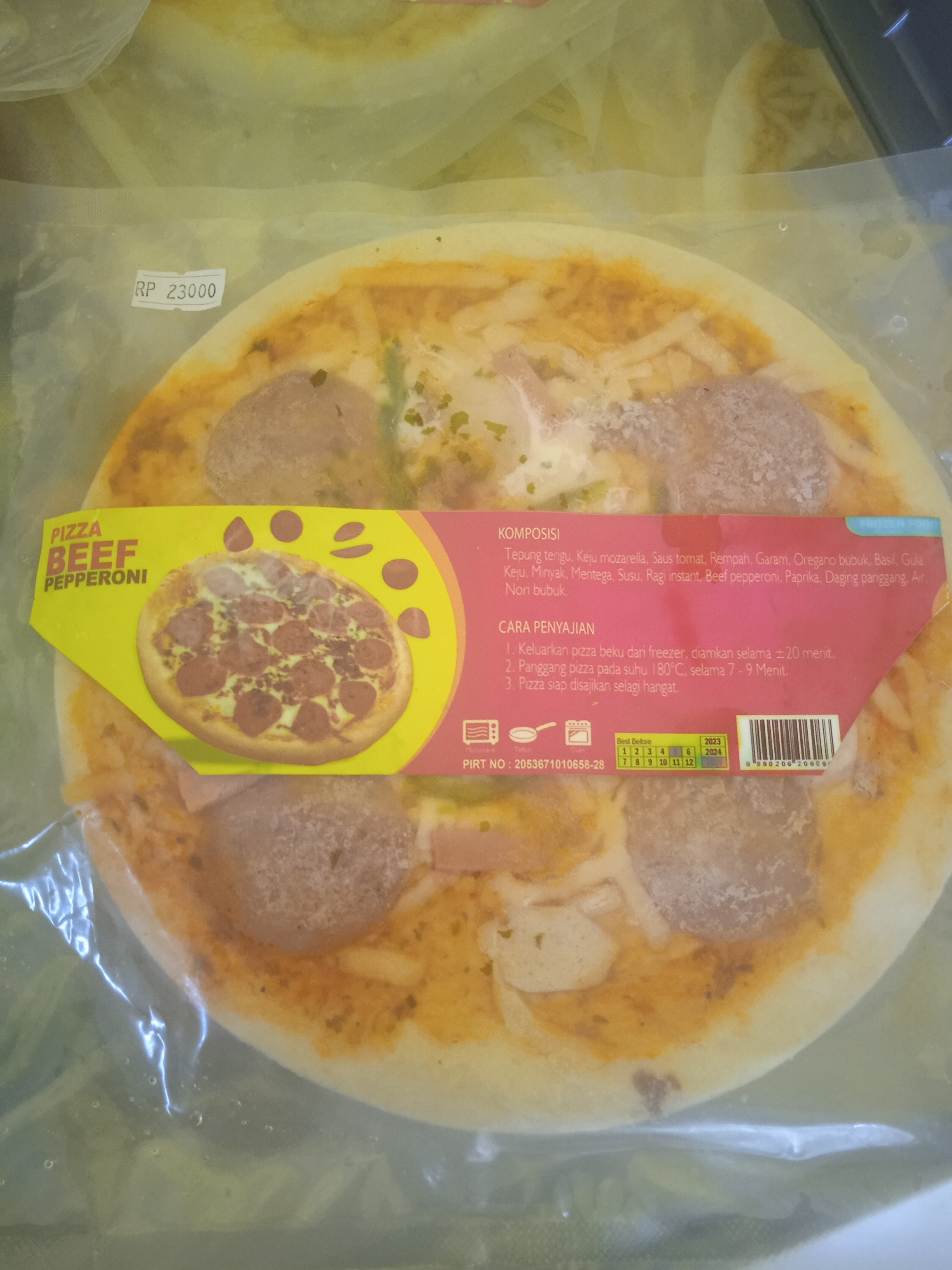 Pizza frozen beef pepperoni