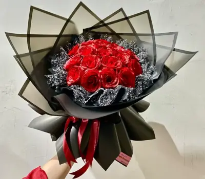 Buket Mawar Merah Bulat Premium