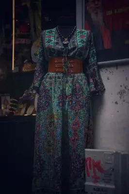 Gamis Motif Bunga + Ikat Pinggang