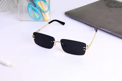 Kacamata Hitam Rimless Gold