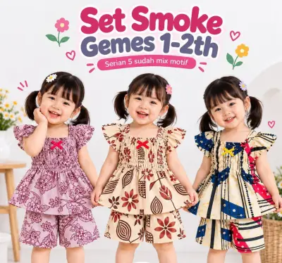 Setelan anak smoke gemez (usia 1-2)