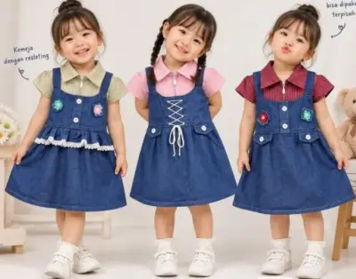 Set dress+kemeja anak (1-2 th)