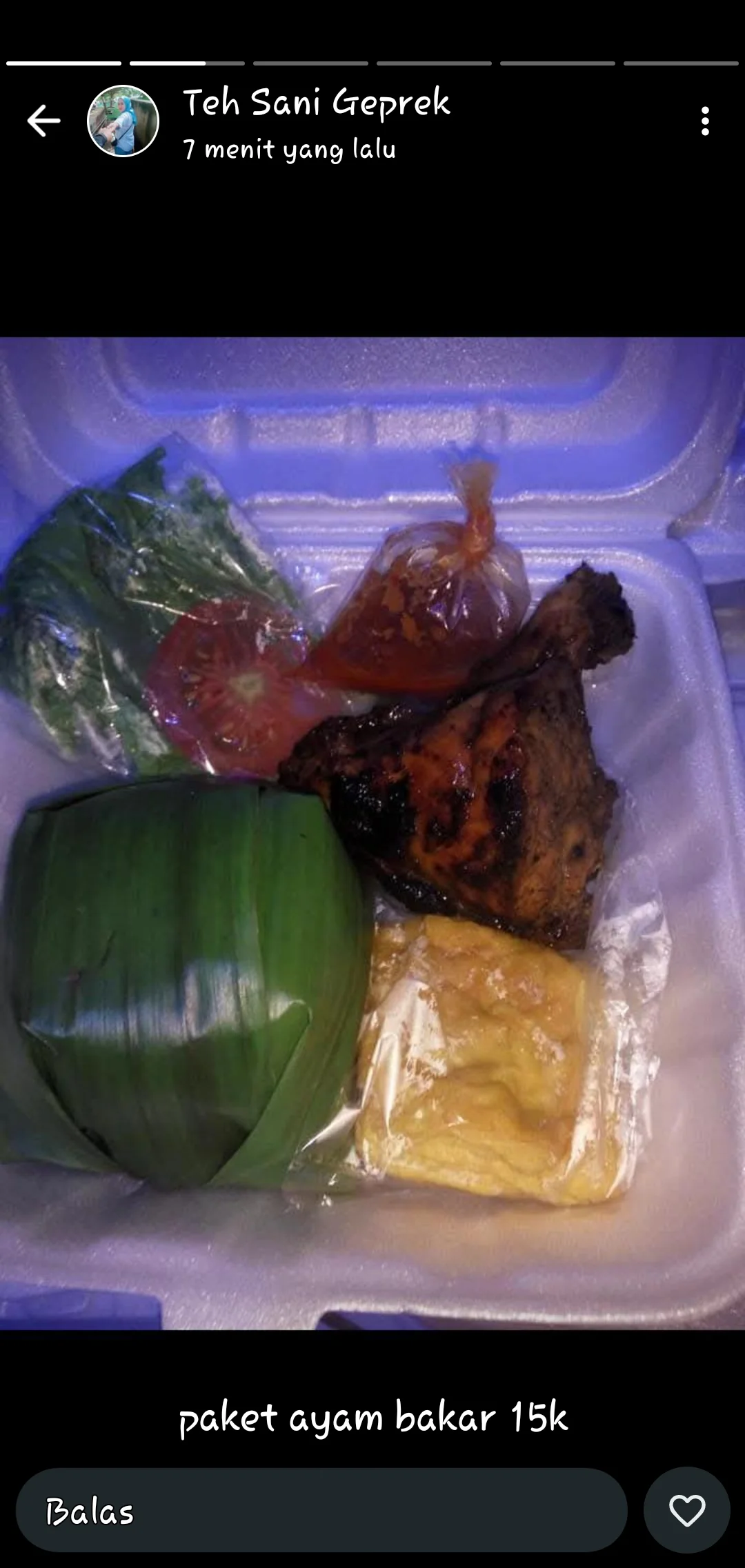 Paket 1/4 Ayam bakar nasi , tahu tempe , lalapan