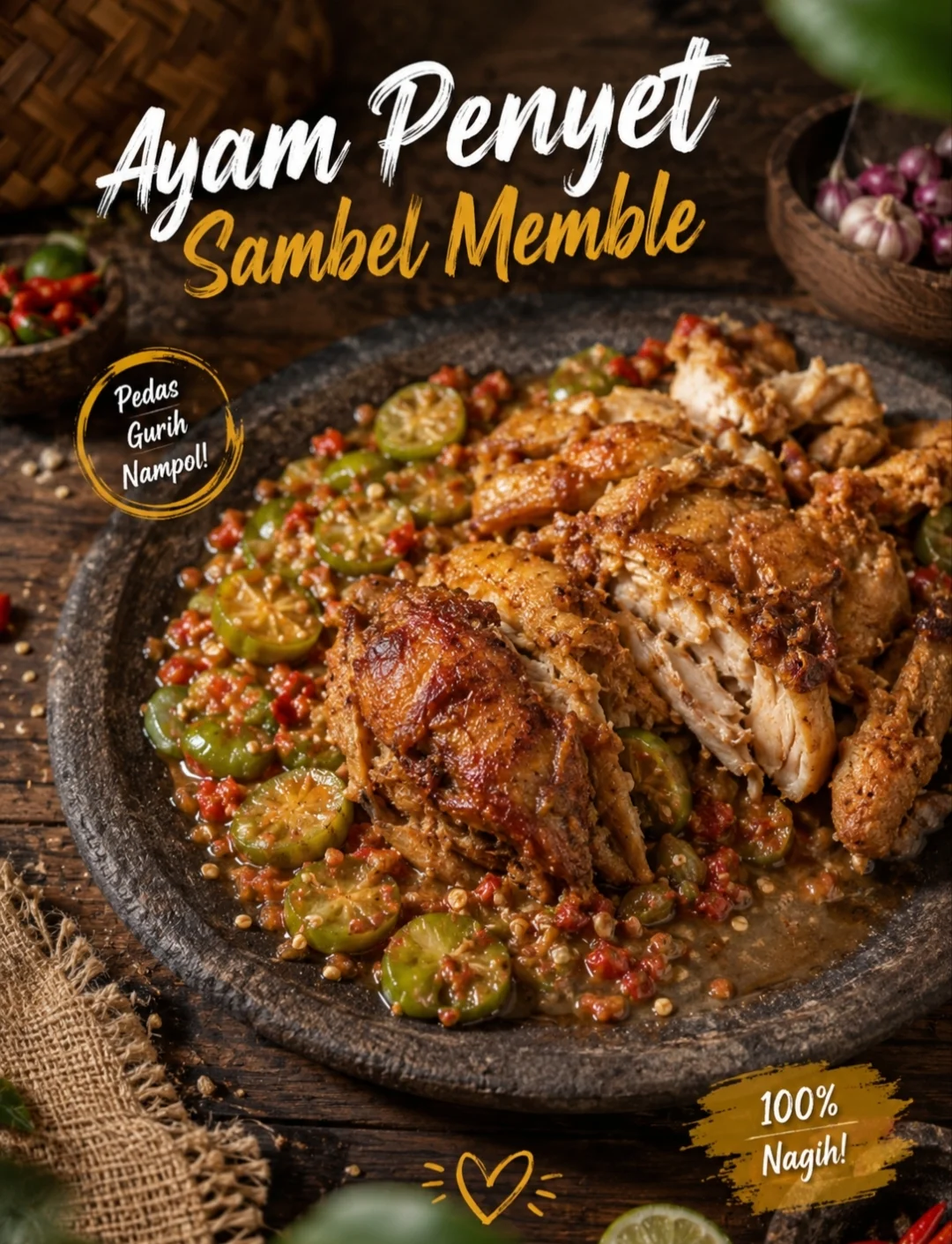 Ayam Penyet Sambel memble + Nasi