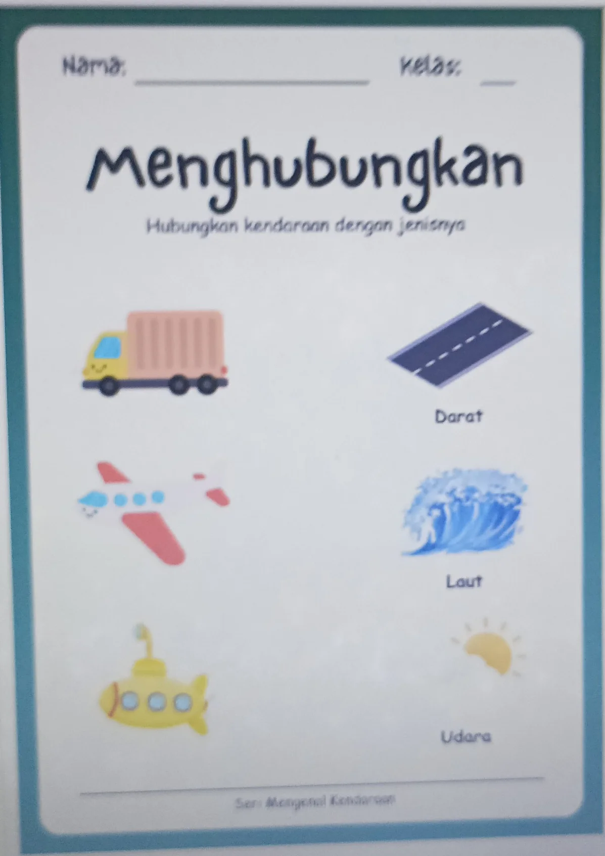Worksheet anak Kendaraan