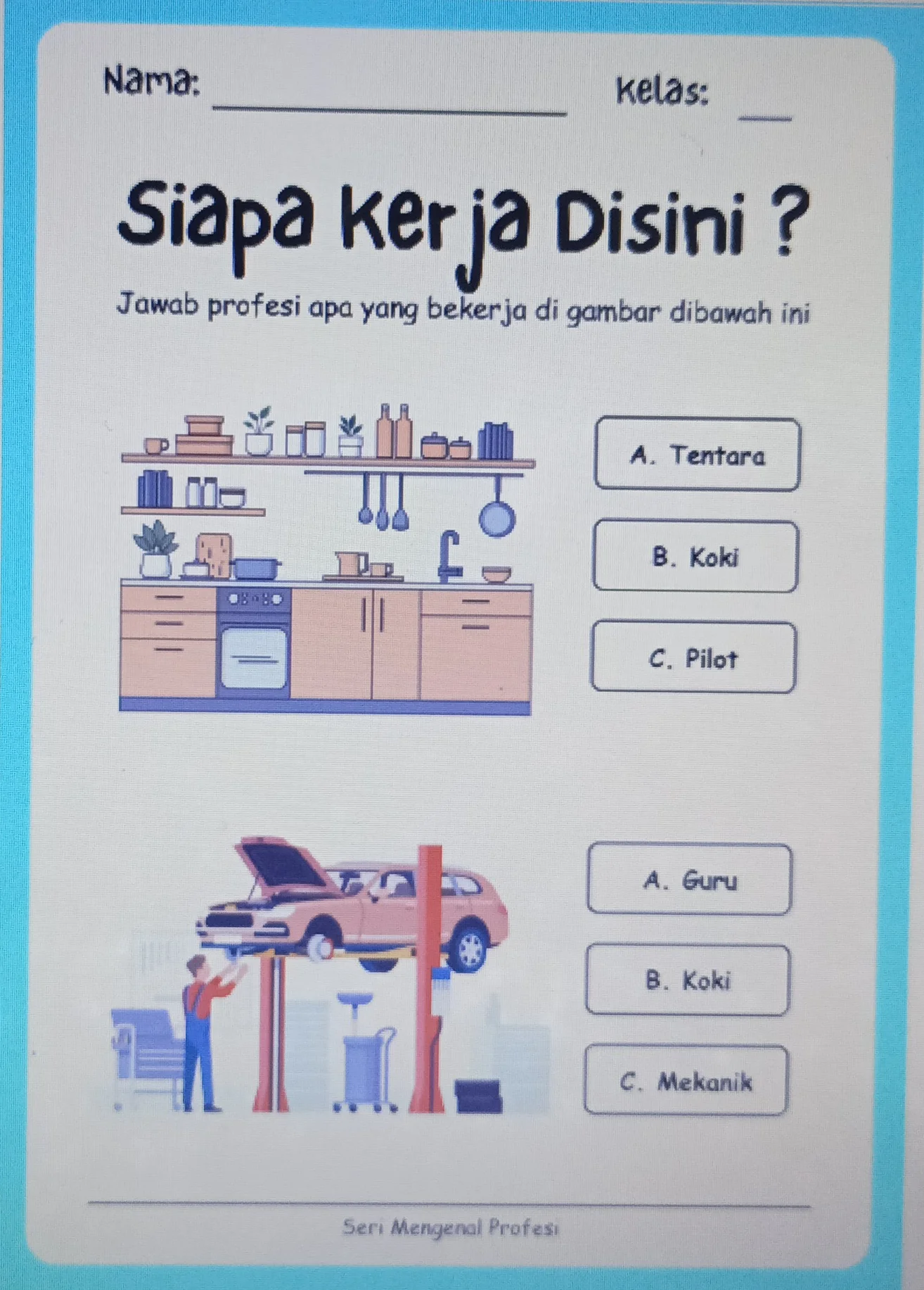 Worksheet anak Profesi