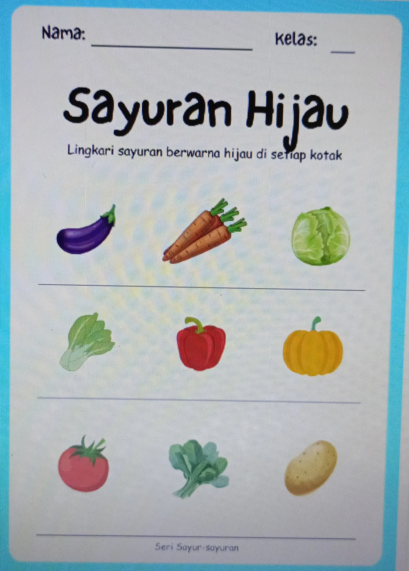 Worksheet Anak "Sayuran Hijau"