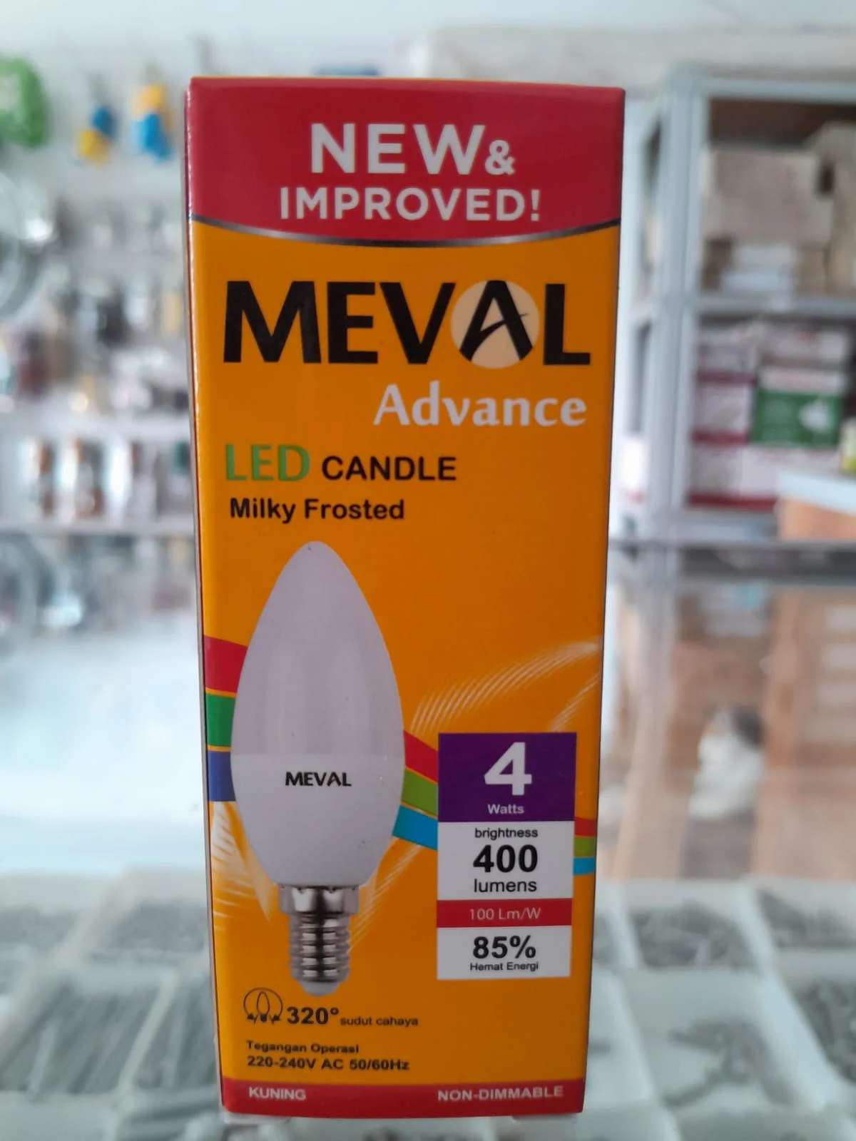 Lampu Candle Meval Putih susu 4W