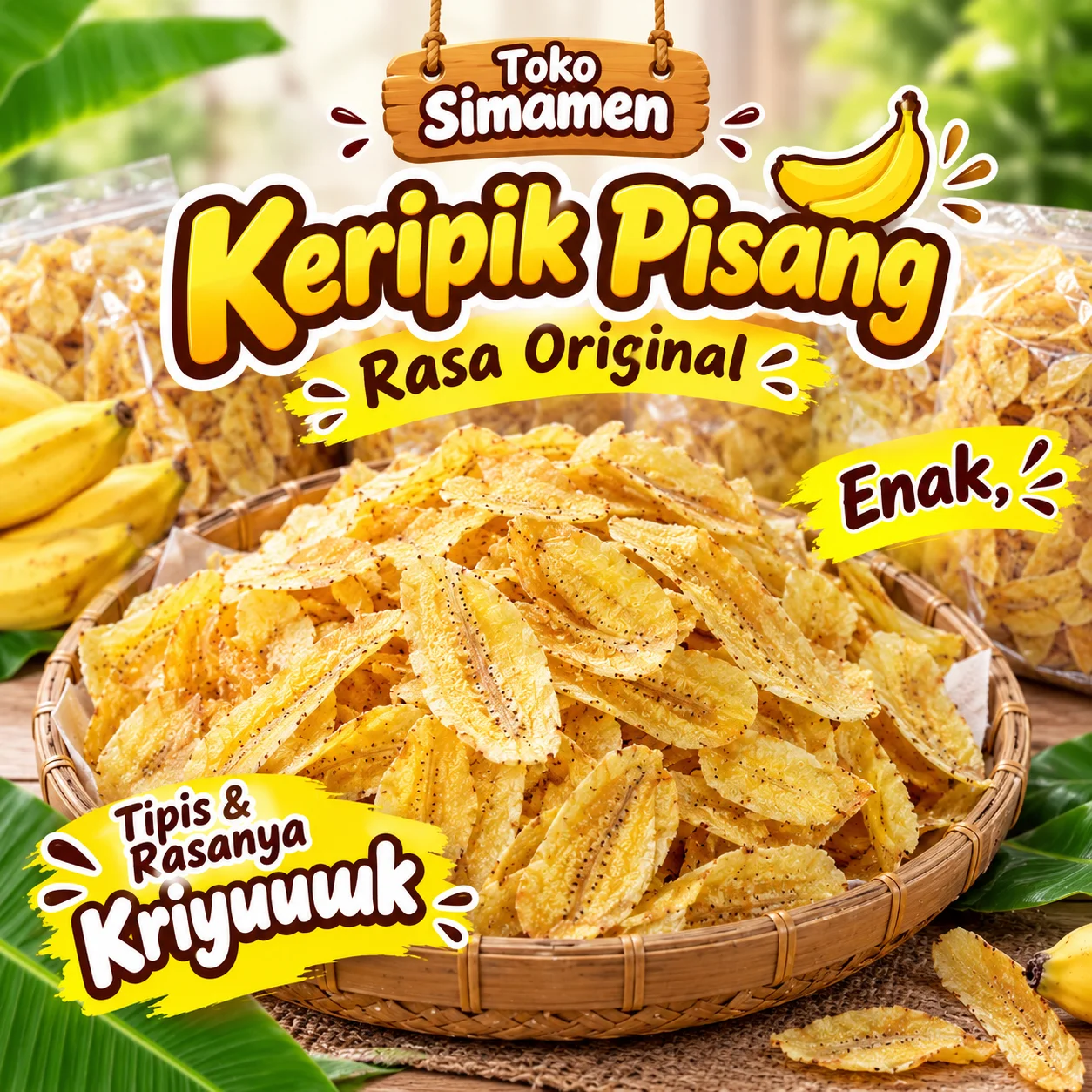 Keripik pisang gurih & renyah 220gr/bks(pre-order)