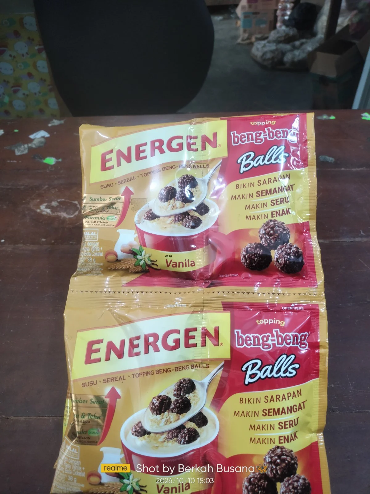 Energen vanilla toping