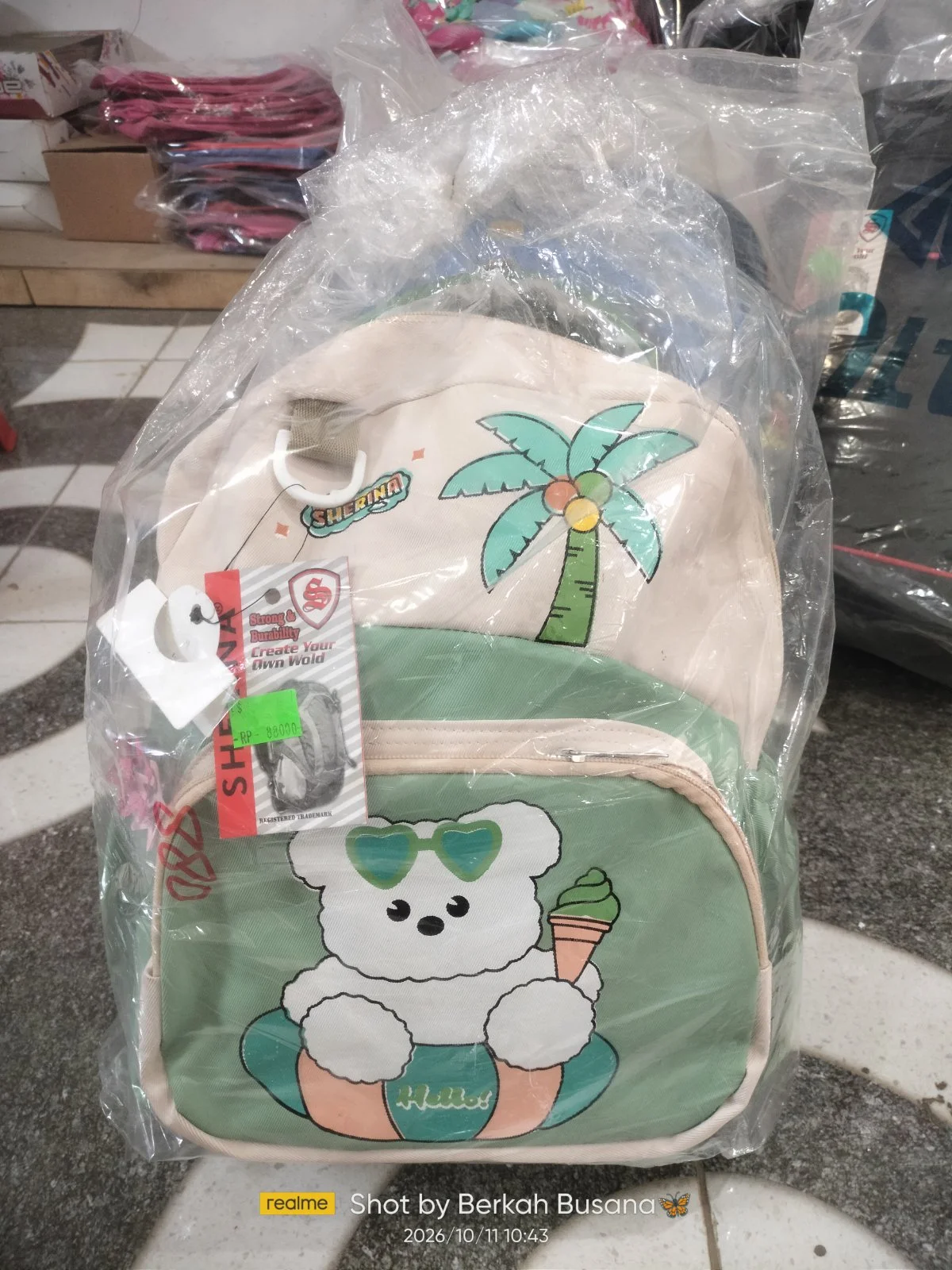 Ta anak cewek cream hijau