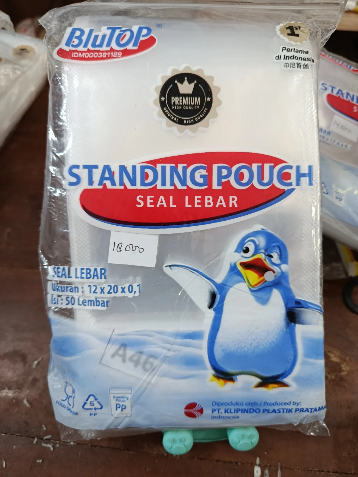 Plastik standing pouch 12×20