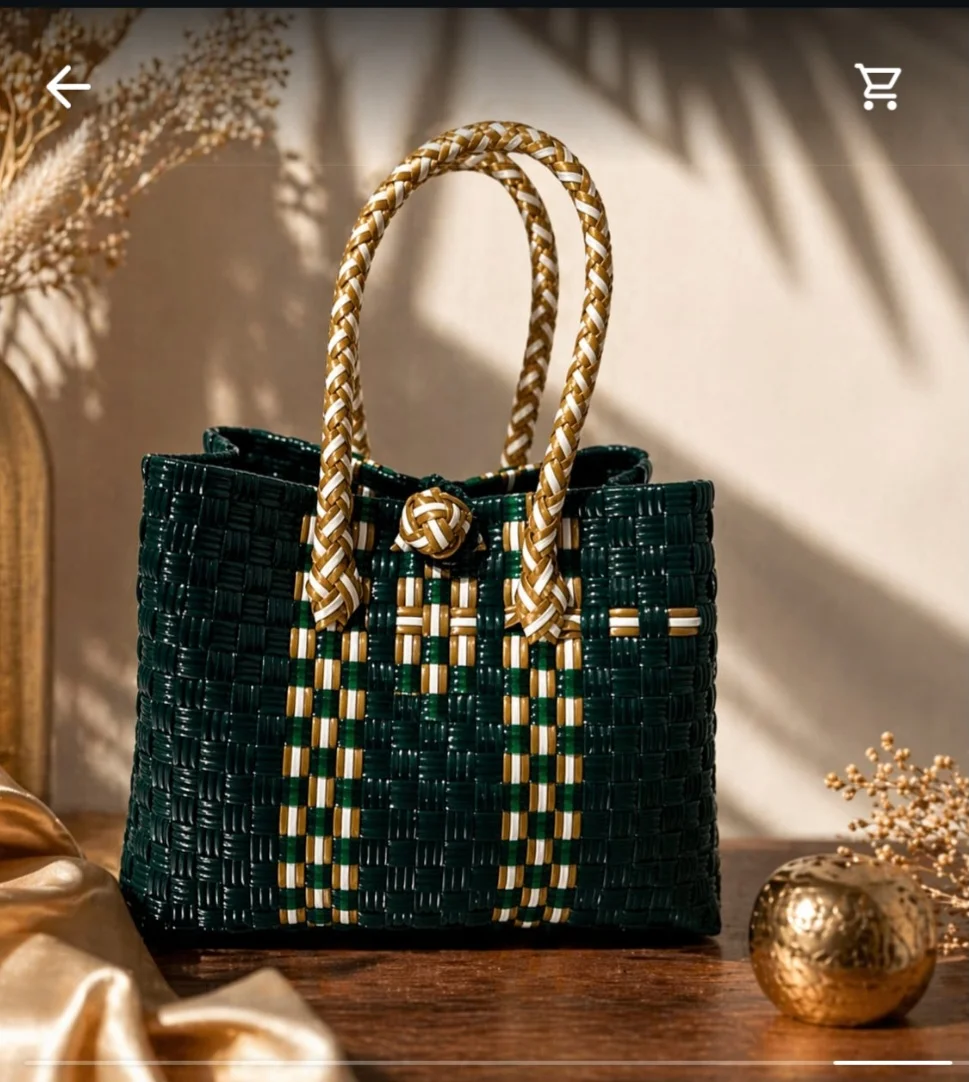Tas anyam premium Emeralda Gold (PO 2 hr)