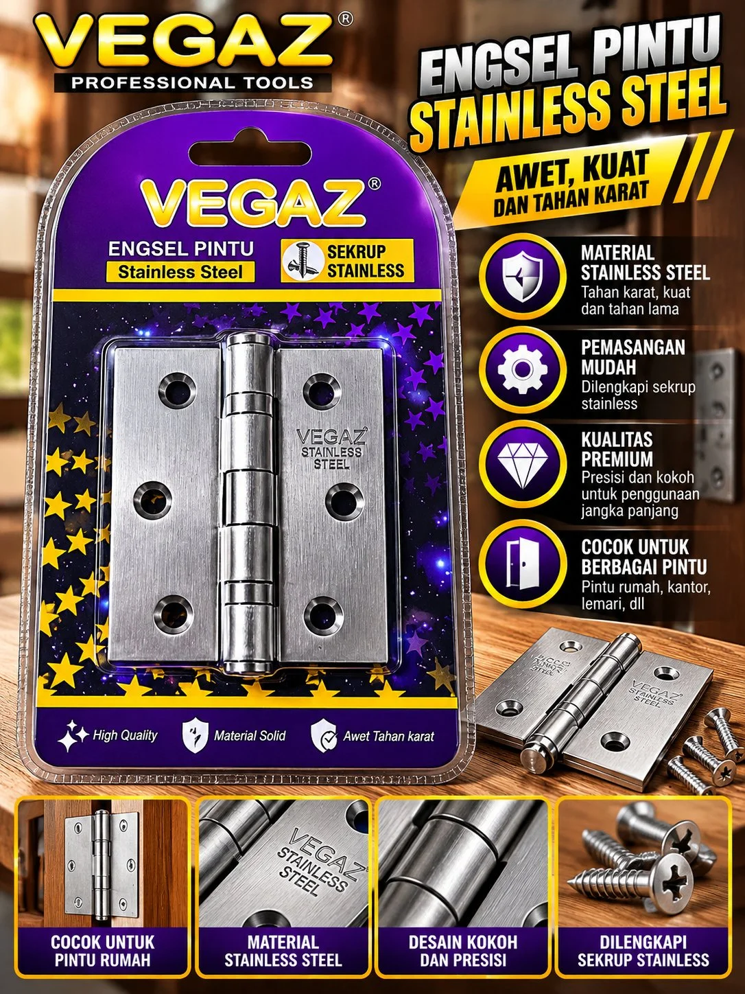 Engsel Vegaz panjang 10cm