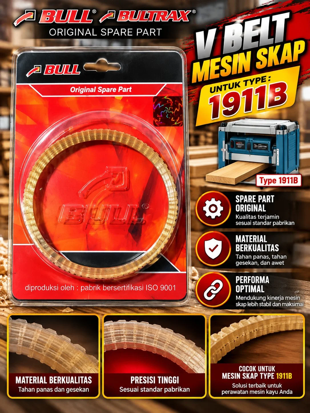 Vbelt mesin skap untuk type 1911B