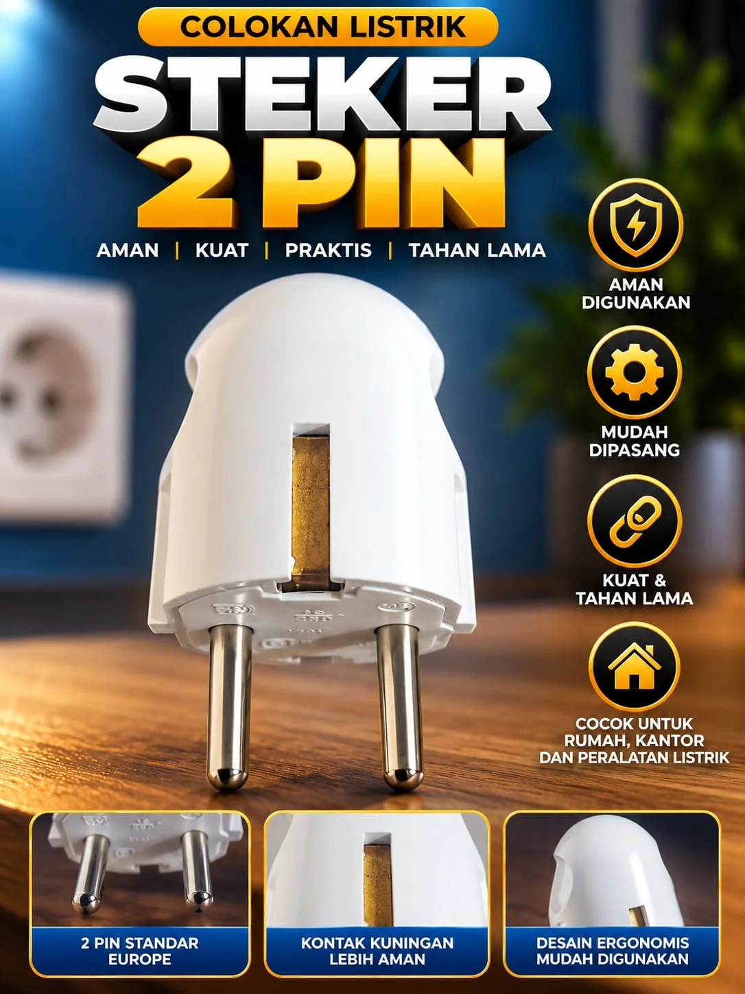 Steker/colokan putih 2pin