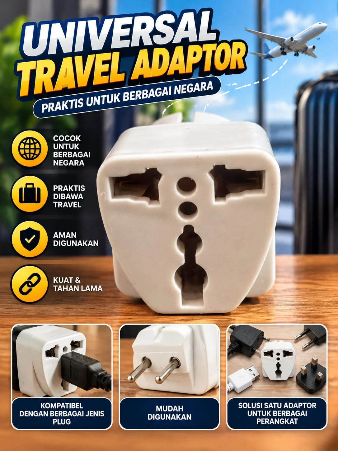 Over staker multi plug Universal putih