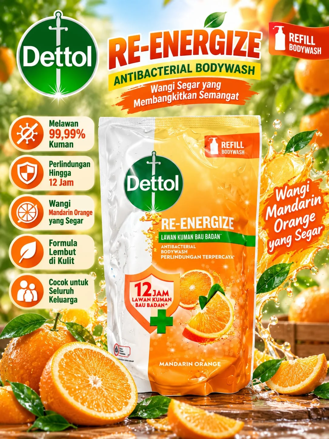 Dettol reff Re-energize orange 370g