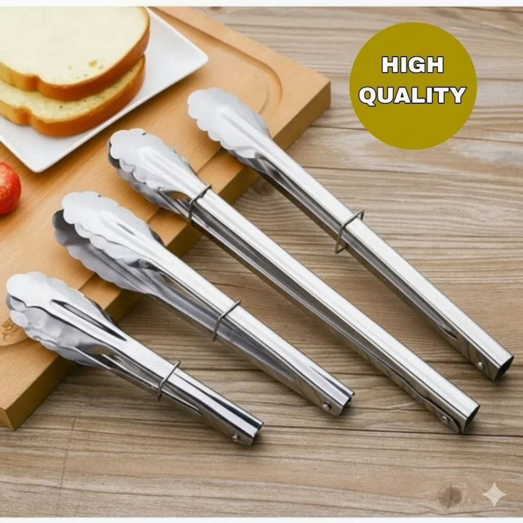 Capitan Jepitan Kue (22cm)Capit Gorengan Makanan Food Tongs Silver Stainless Steel