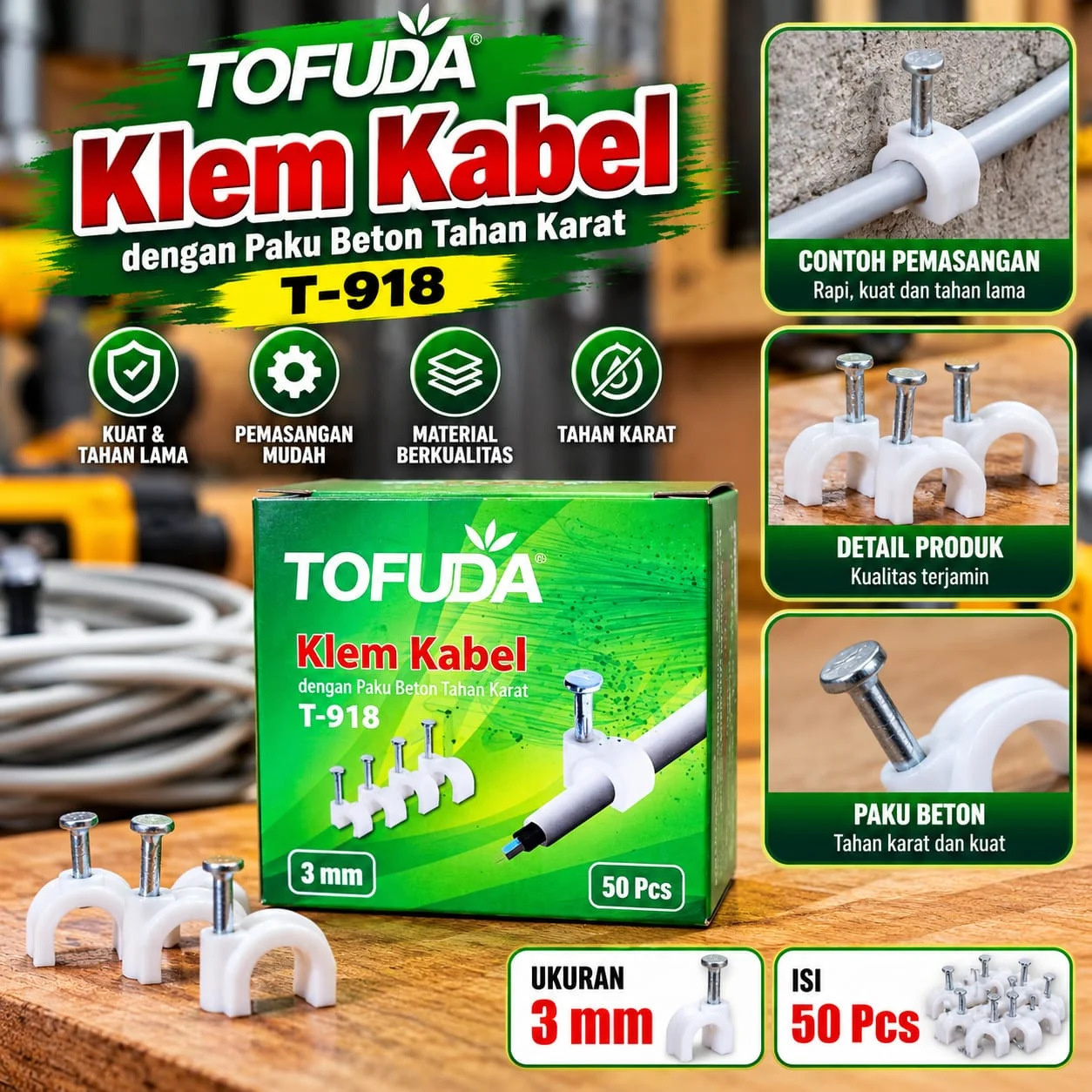 Klem kabel Tofuda 3mm