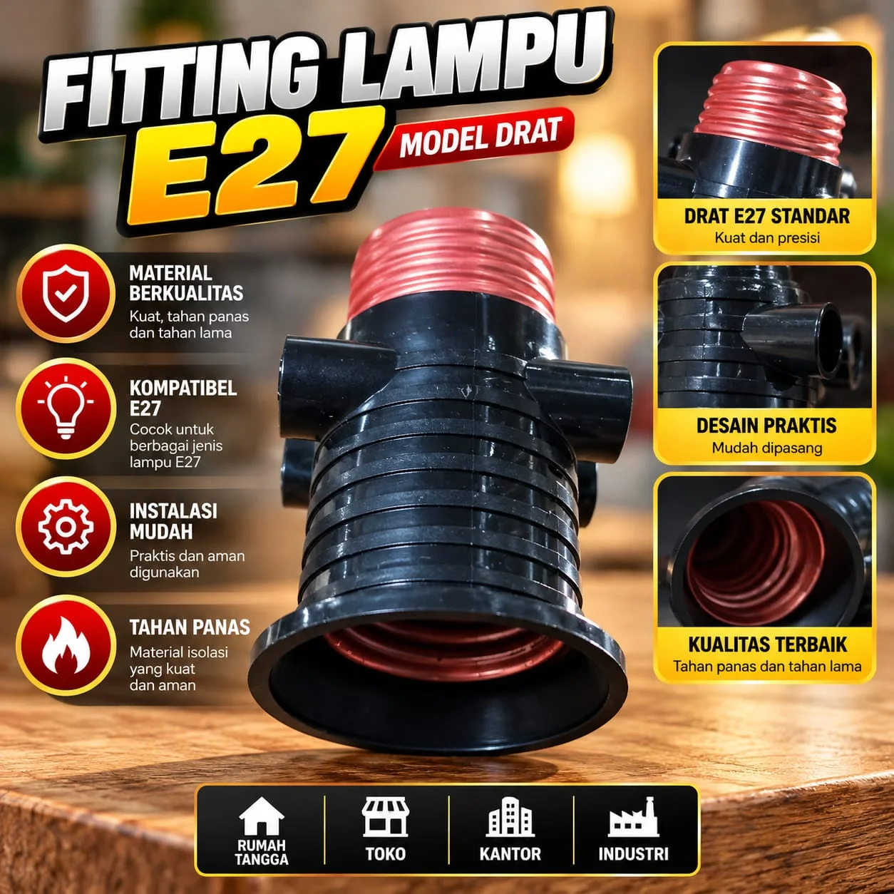 Viting lampu +colokan hitam