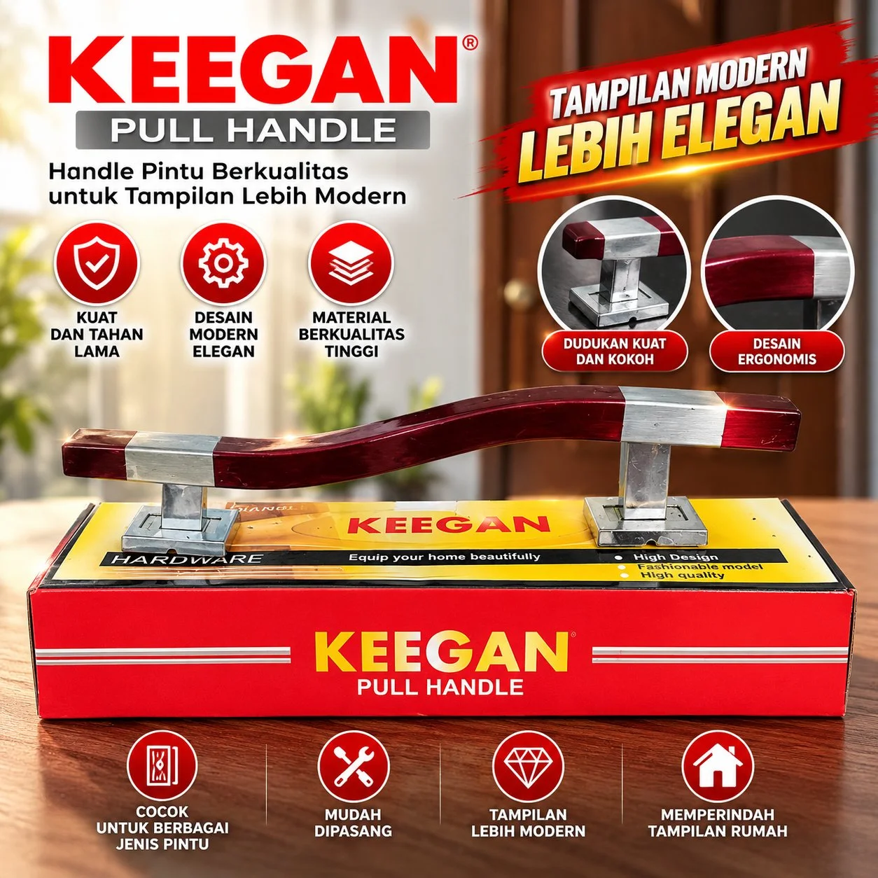 Gagang pintu Keegan Lengkung