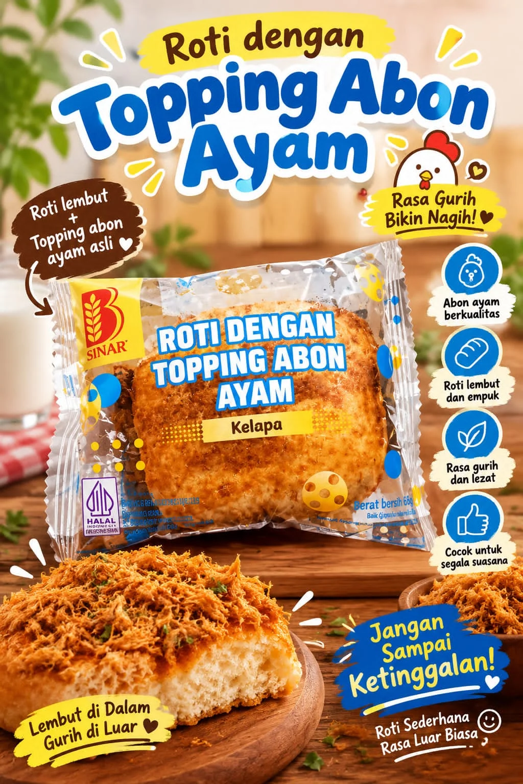 Roti BYWAY toping abon ayam kelapa