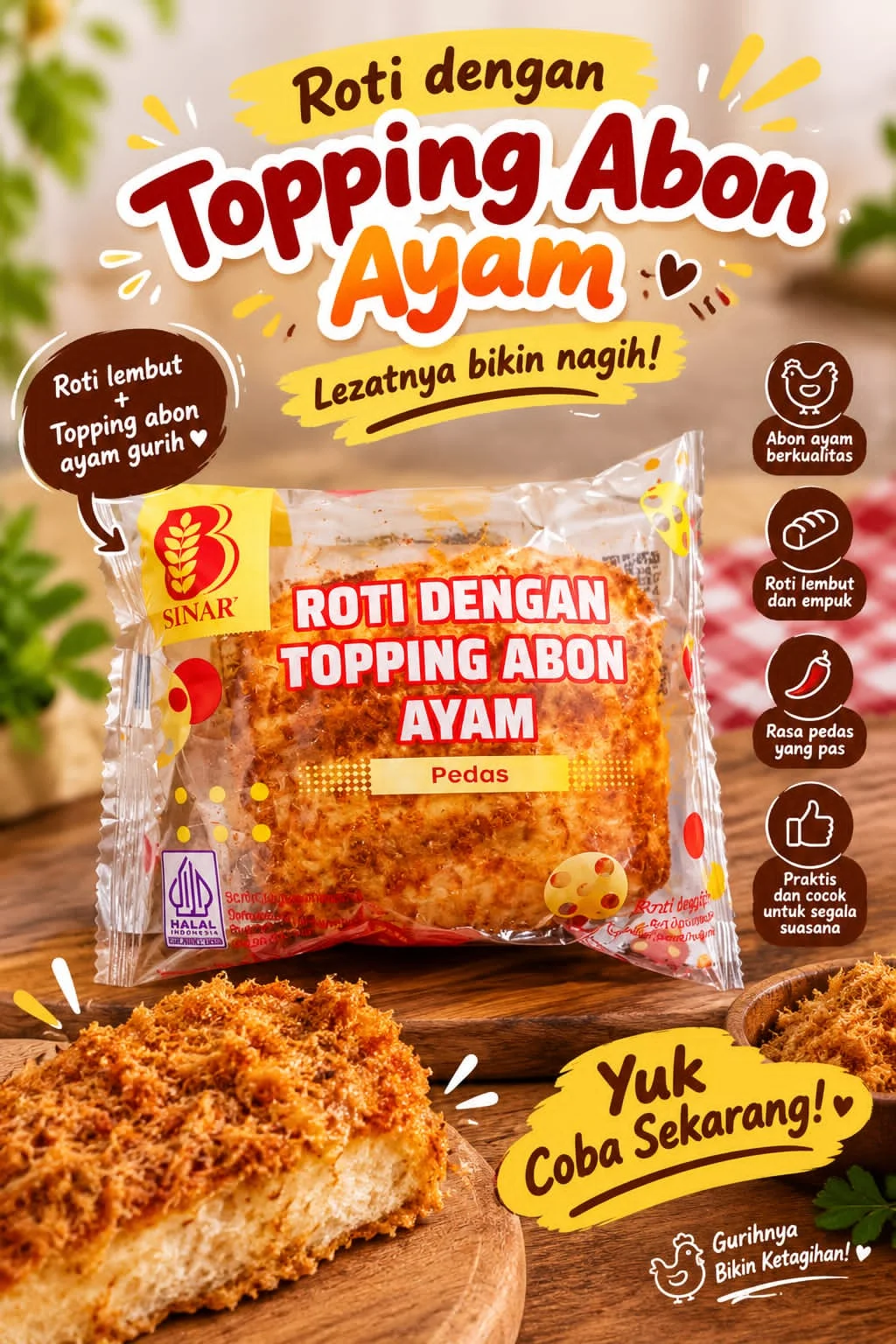 Roti BYWAY toping abon ayam pedas