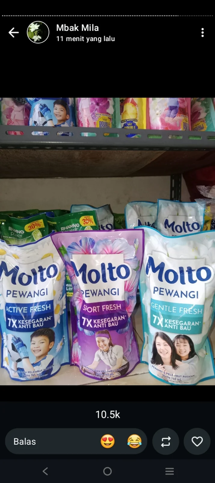 Pewangi pakaian molto kemasan