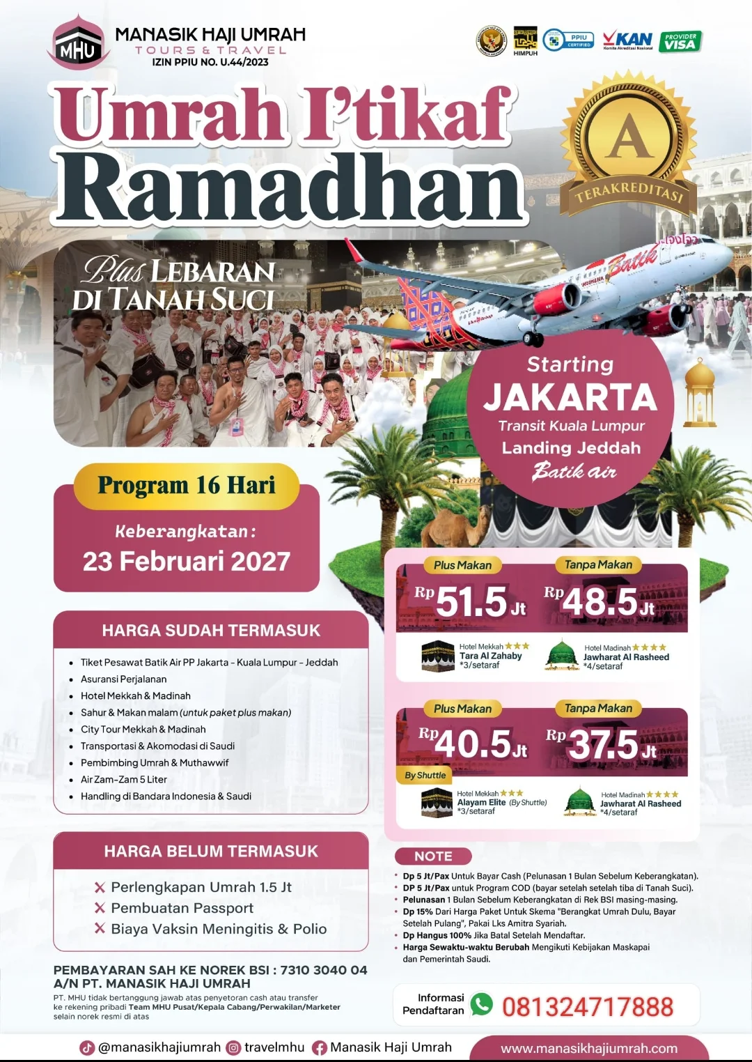 Umroh i'tikaf Ramadan 16hr