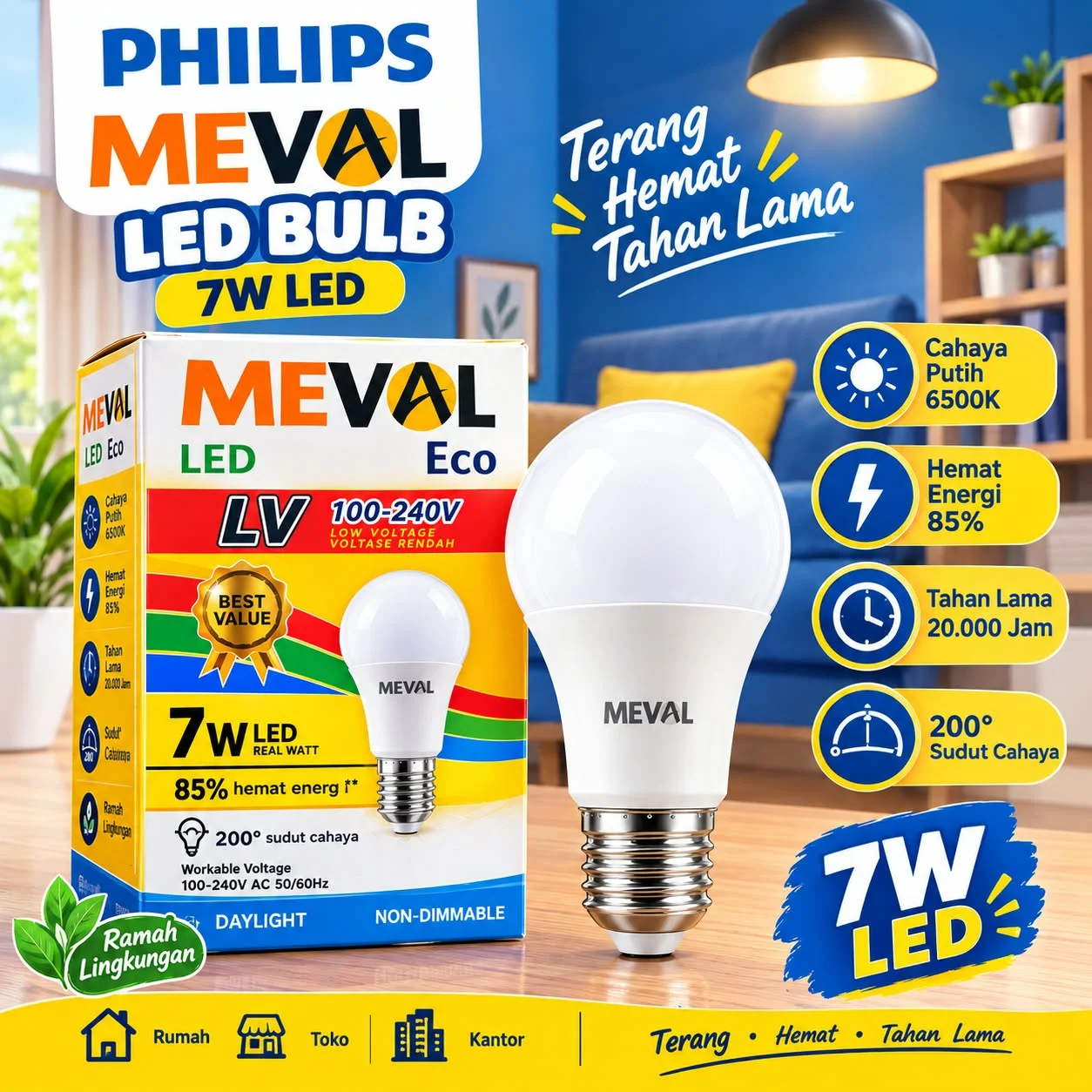 Lampu Neon led Meval 7 watt