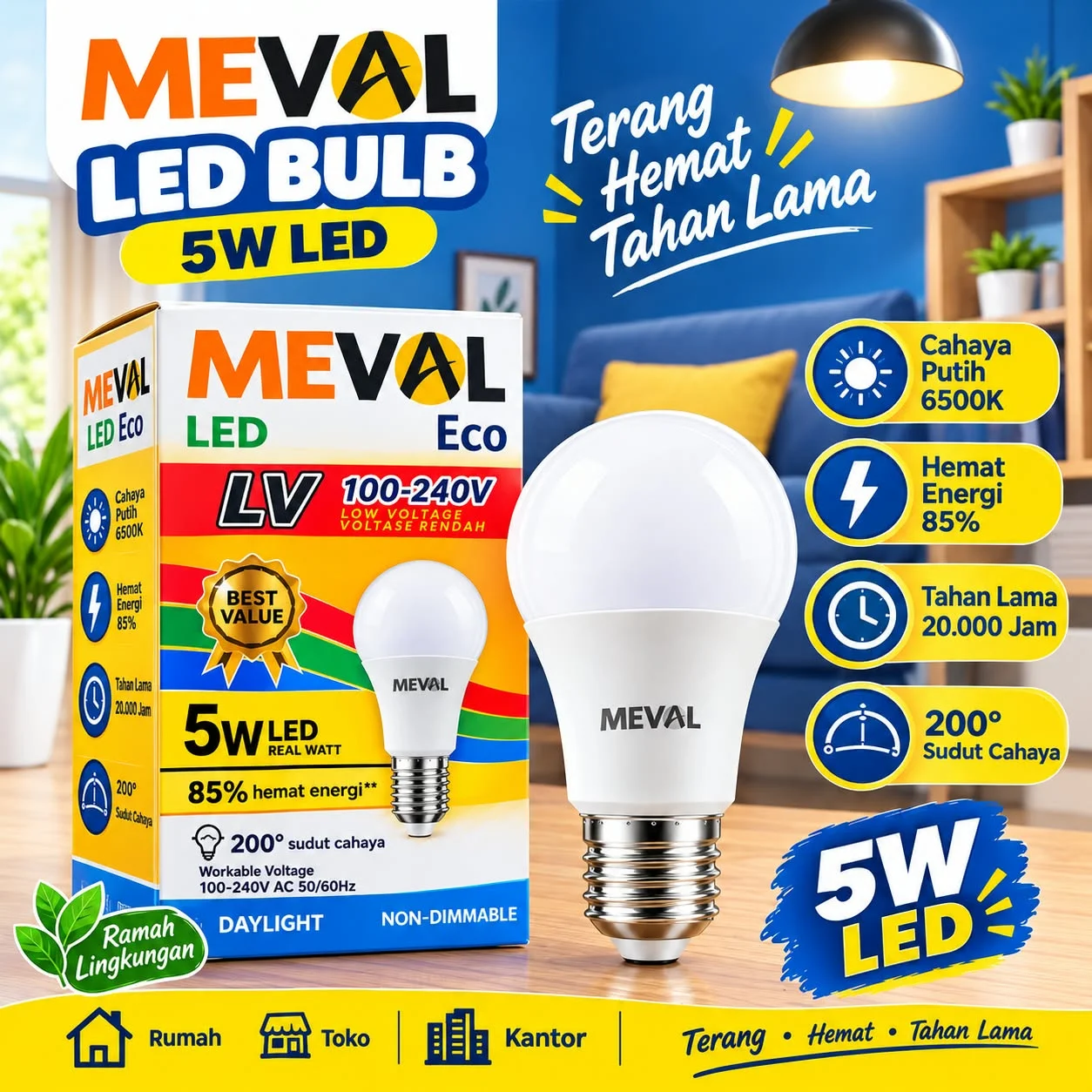 LAMPU NEON LED MEVAL 5 WATT