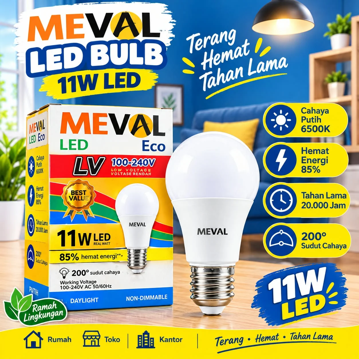 LAMPU NEON LED MEVAL 11 WATT
