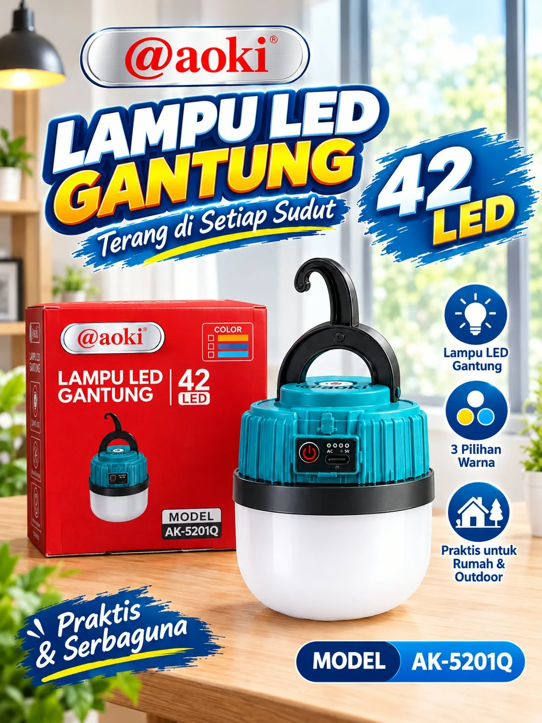 LAMPU EMERGENCY AOKI 42 SMD